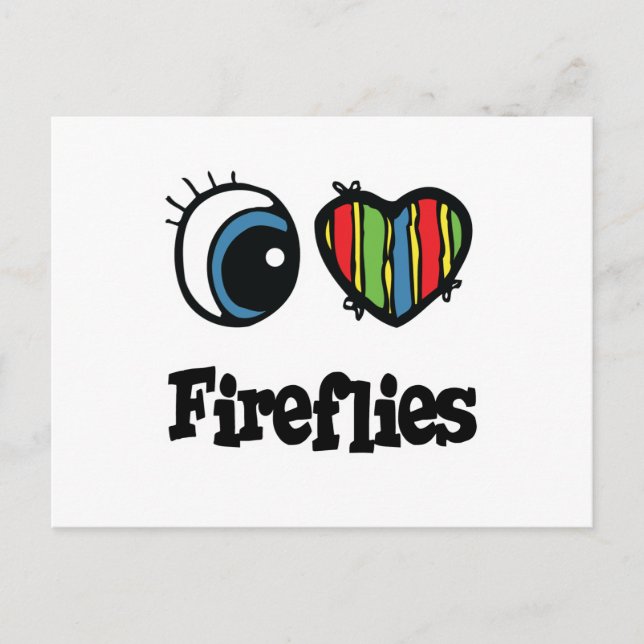Carte Postale I Love (Coeur) Fireflies (Devant)