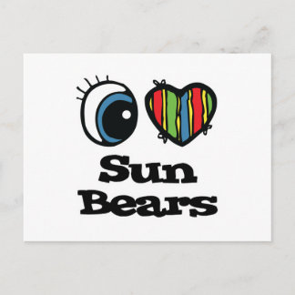 Carte Postale I Love (Coeur) Sun Bears