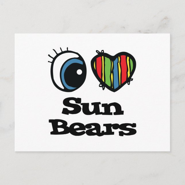 Carte Postale I Love (Coeur) Sun Bears (Devant)