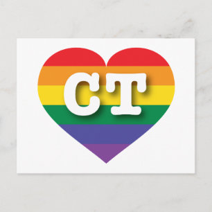 Carte Postale I Love Connecticut Rainbow Heart