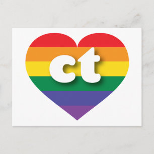 Carte Postale I Love Connecticut Rainbow Heart
