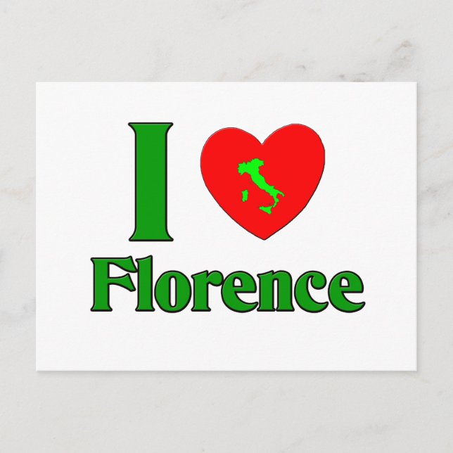 Carte Postale I Love Florence Italie (Devant)