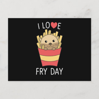 Carte Postale I Love Fry Day Funny Otter French Fries Vendredi