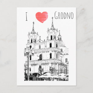 Carte Postale I Love Grodno Belarus Architecture Croquis