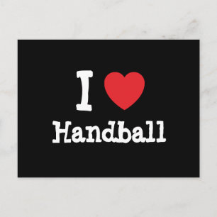 Carte Postale I love Handball coeur personnalisé
