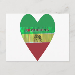 Carte Postale I Love Heart Ethiopie : Drapeau Art Motif