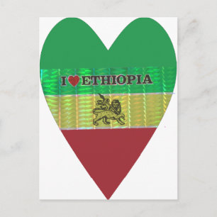 Carte Postale I Love Heart Ethiopie : Drapeau Art Motif