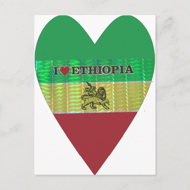 Carte Postale I Love Heart Ethiopie : Drapeau Art Motif (Devant)