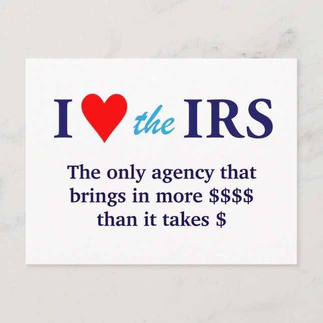 Carte Postale I Love Heart the IRS (Devant)