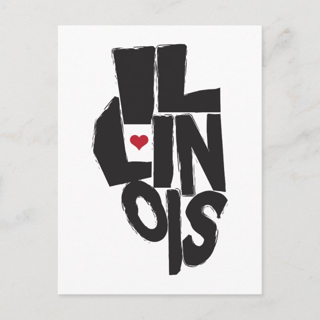 Carte Postale I Love Illinois State Map Art (Devant)