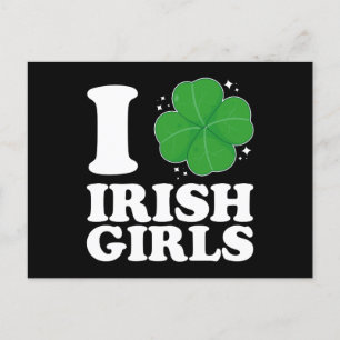 Carte Postale I Love Irish Girls Shamrock Heart St Patrick's Day
