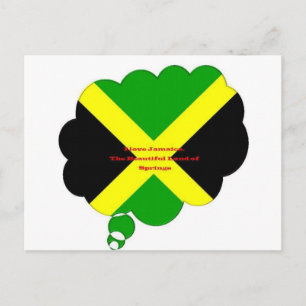 Carte Postale I Love Jamaica Text on Flag Art Print