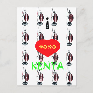 Carte Postale I Love Kenya Massai Art Print