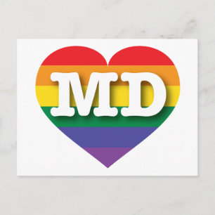 Carte Postale I Love Maryland Rainbow Heart