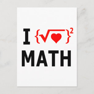 Carte Postale I Love Math White