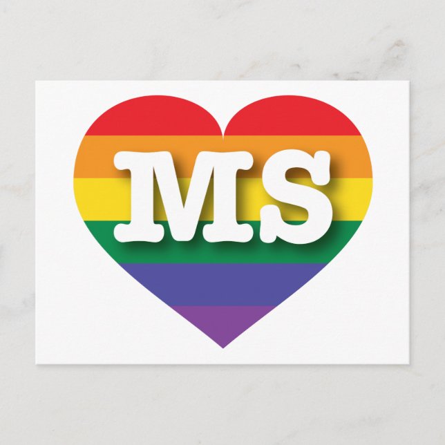Carte Postale I Love Mississippi Rainbow Heart (Devant)