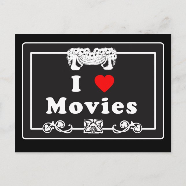 Carte Postale I Love Movies avec Silent Movie Flair (Devant)