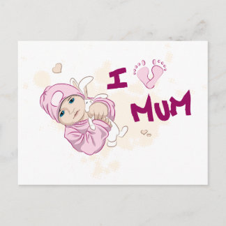 Carte Postale I Love Mum - Girl