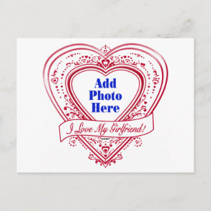 Carte Postale I Love My Girlfriend ! Photo Red Hearts