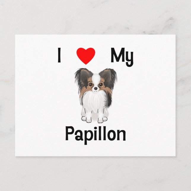 Carte Postale I Love My Papillon (picture) (Devant)
