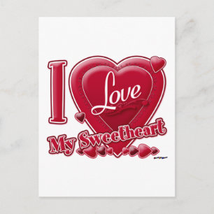 Carte Postale I Love My Sweetheart rouge - coeur