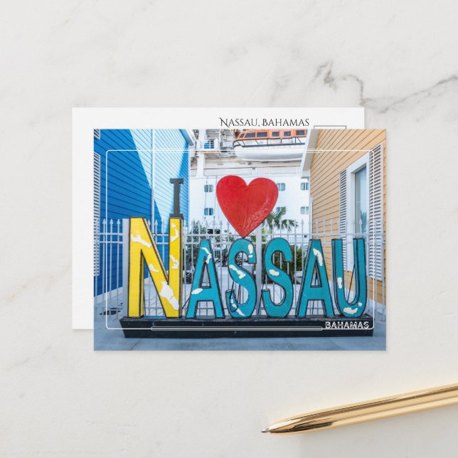 Carte postale I Love Nassau Bahamas (Devant/Arrière en situation)