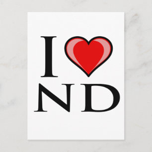 Carte Postale I Love ND - Dakota du Nord