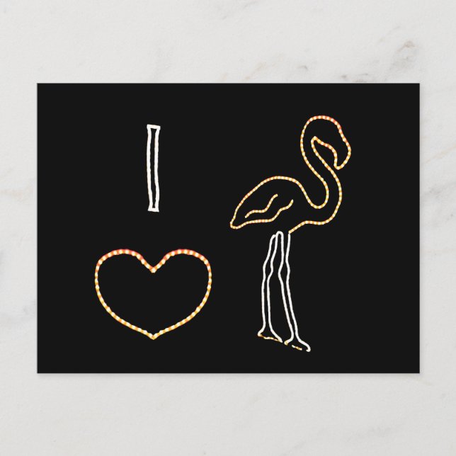 Carte postale I Love Neon Flamants roses (Devant)