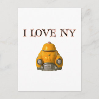 Carte Postale I Love New York Yellow À damiers taxi taxi