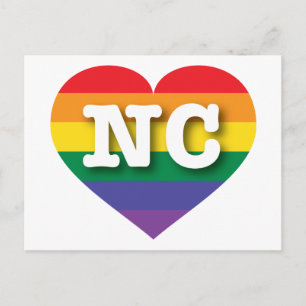 Carte Postale I Love North Carolina Rainbow Heart