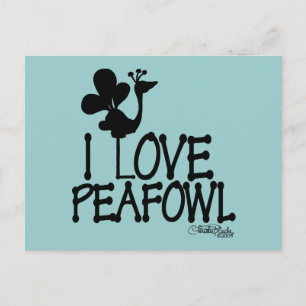 Carte Postale I Love Paon silhouette