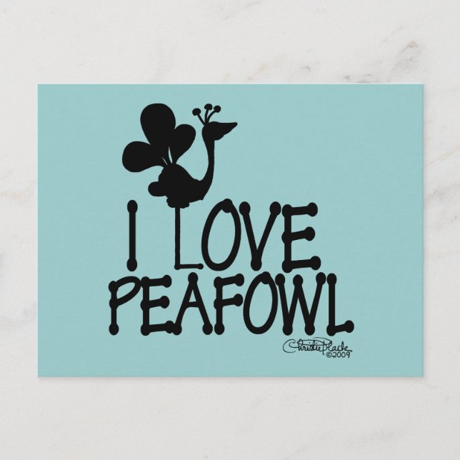 Carte Postale I Love Paon silhouette (Devant)