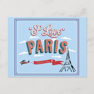 Carte Postale I Love Paris France Tour Eiffel Voyage
