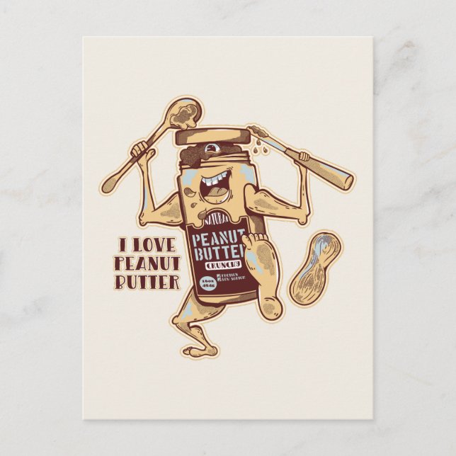 CARTE POSTALE I LOVE PEANUT BUTTER (Devant)
