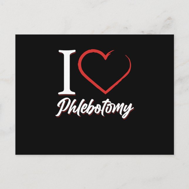Carte Postale I Love Phlebotomy Phlebotomist Heart Blood Syringe (Devant)