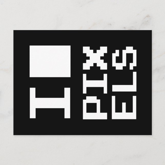 Carte Postale I Love Pixels, design geek, art des pixels (Devant)