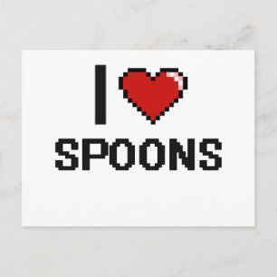 Carte Postale I Love Spoons Digital Retro Design