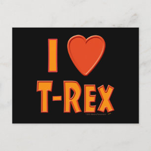 Carte Postale I Love T-Rex Tyrannosaurus Rex Dinosaur Amateurs