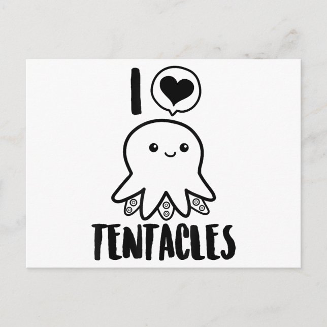 Carte Postale I Love Tentacles T-shirt Cute Octopus Tee (Devant)