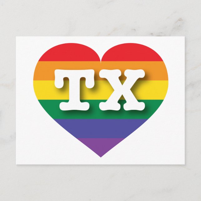 Carte Postale I Love Texas Rainbow Heart (Devant)