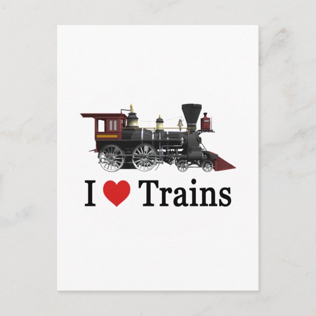 Carte Postale I Love Trains (Devant)