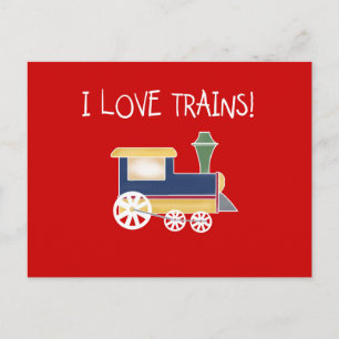Carte Postale I Love Trains Tshirts et cadeaux