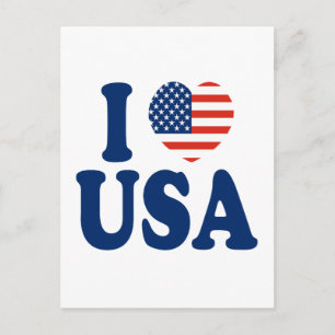 Carte Postale I Love USA Heart Design