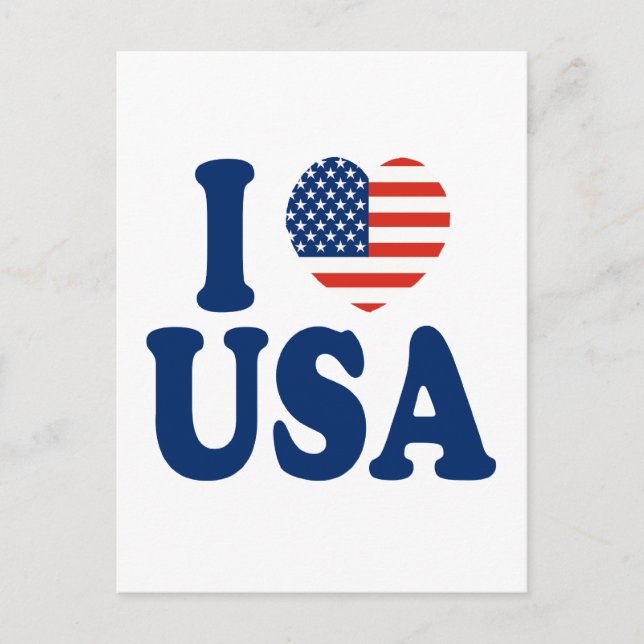 Carte Postale I Love USA Heart Design (Devant)