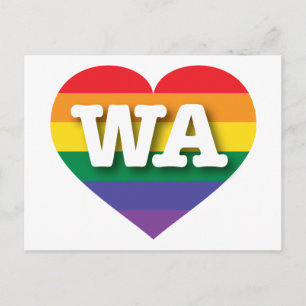 Carte Postale I Love Washington State Rainbow Heart