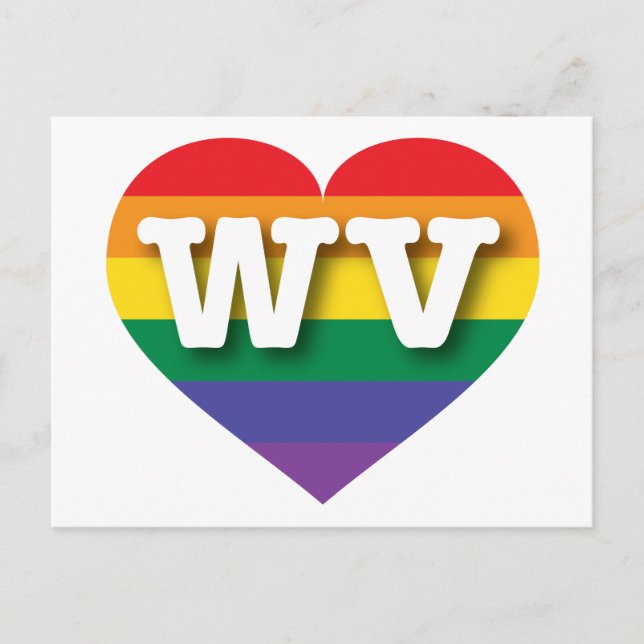 Carte Postale I Love West Virginia Rainbow Heart (Devant)