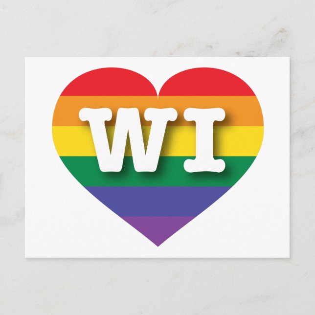 Carte Postale I Love Wisconsin Rainbow Heart (Devant)