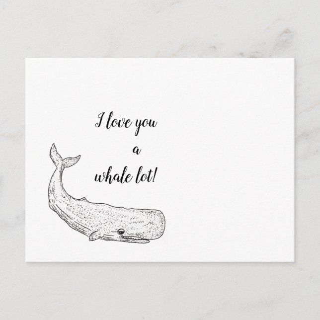 Carte Postale I Love You a Whale Lot White Whale (Devant)