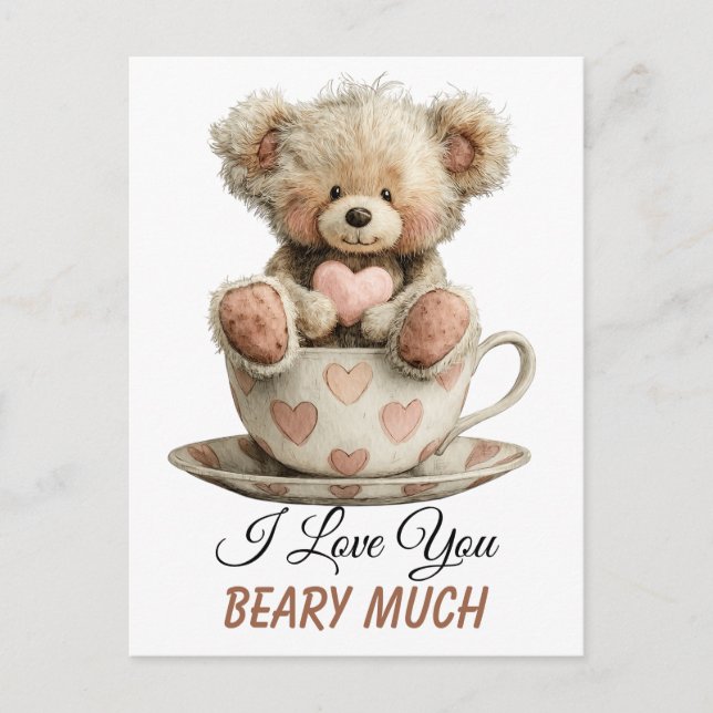 Carte Postale I Love You Beary Much In Cup Postcard (Devant)