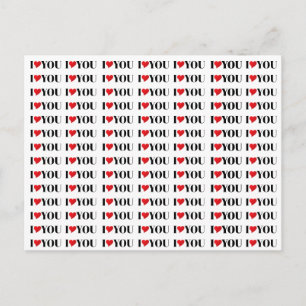 Carte Postale I Love You coeur rouge motif de typographie modern